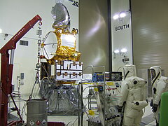 Filling of the Jason-2 tank with hydrazine, in Vandenberg the 19th of May.