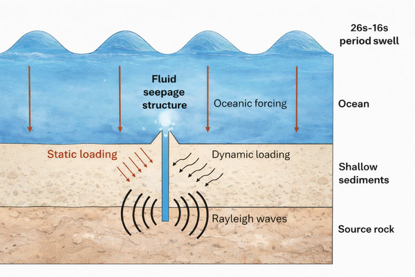 Proposed mechanism for excitation of narrow band seismic signals. Credits: Poli et al. 2026