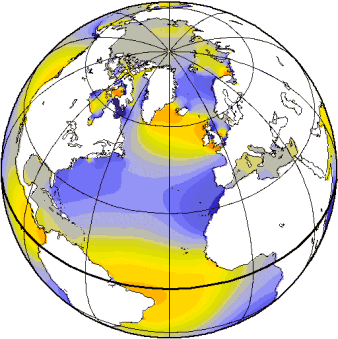 Onde de marées M2 dans l'Océan Atlantique Onde de marées M2 dans l'Océan Atlantique